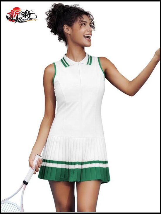 Dresses & Skirts - Sleeveless Golf Tennis Pickleball Dress with Built-in Bra & Shorts Pockets
